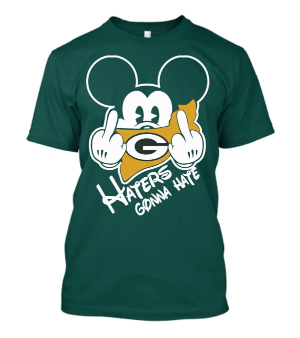 Packers Logo With Mouse Ears And Haters Gonna Hate T-Shirt