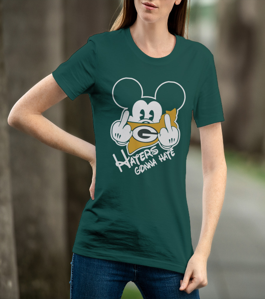 Packers Logo With Mouse Ears And Haters Gonna Hate T-Shirt