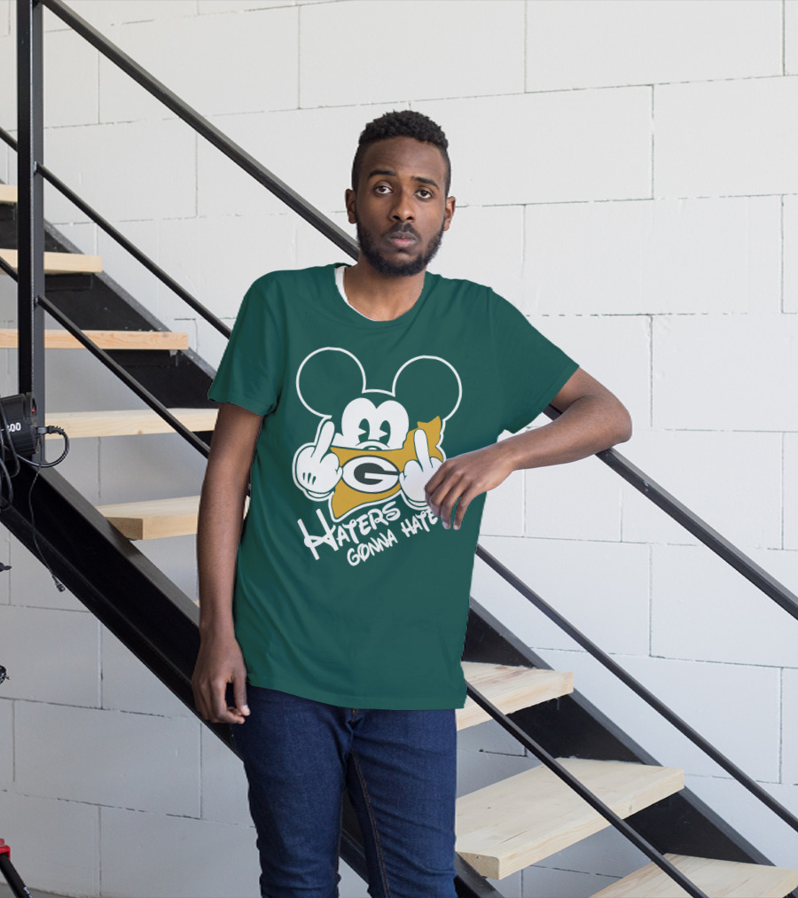 Packers Logo With Mouse Ears And Haters Gonna Hate T-Shirt