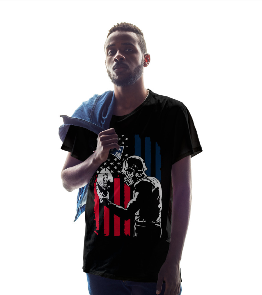 New England Patriots American Flag Football Player Nfl T-Shirt