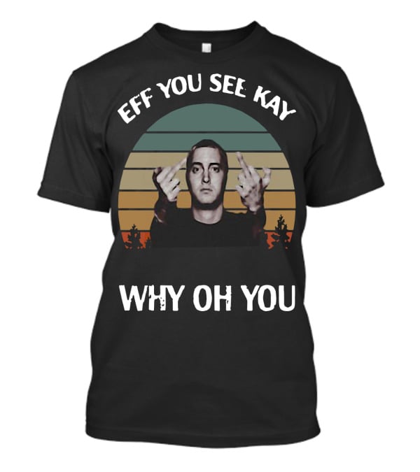 Vintage Michael Wilfling Eff You See Kay Why Oh You Middle Finger Retro Sunset T-Shirt