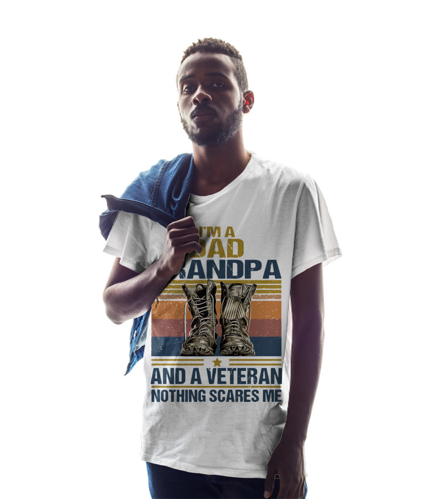 I'm A Dad Grandpa And A Veteran Nothing Scares Me Vintage Shoes T-Shirt