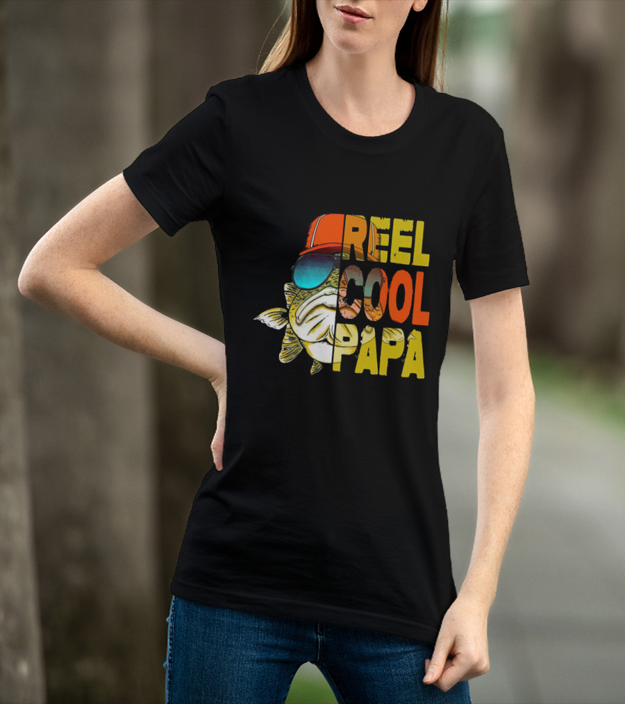Reel Cool Papa Fish With Sunglasses And Cap T-Shirt