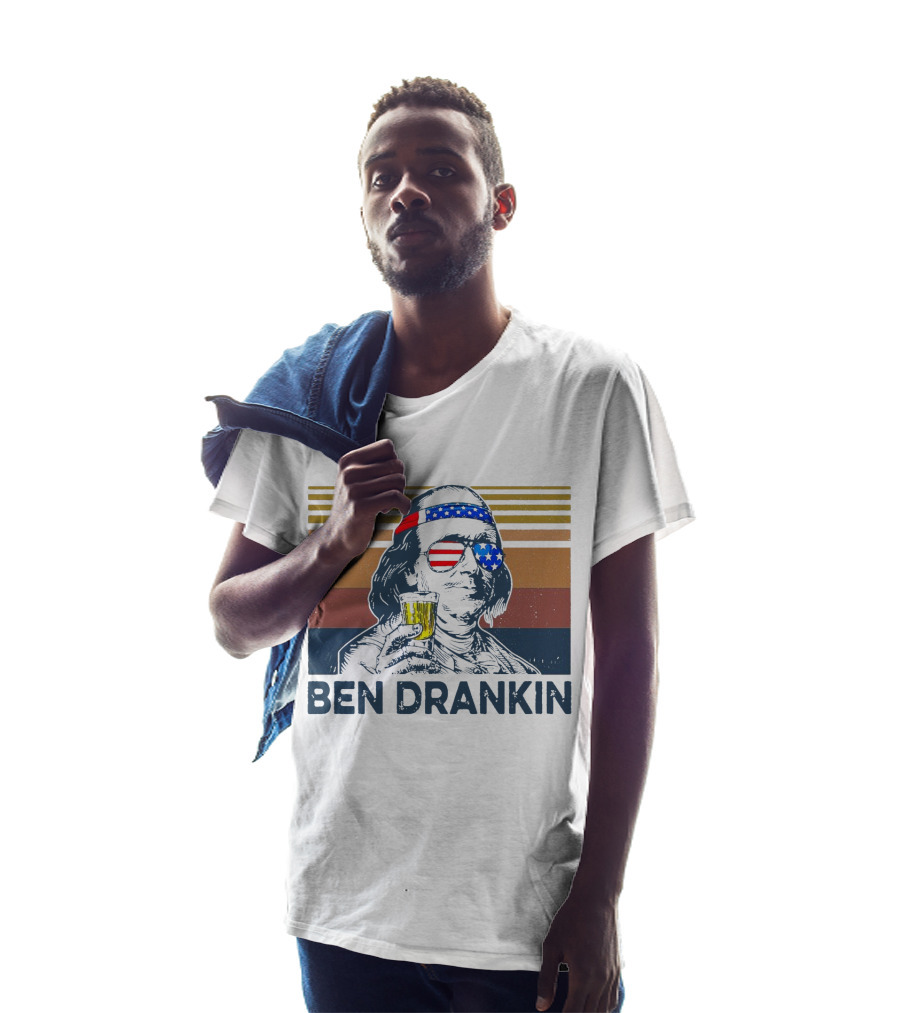 Ben Drankin Vintage Patriotic Sunglasses And Beer T-Shirt