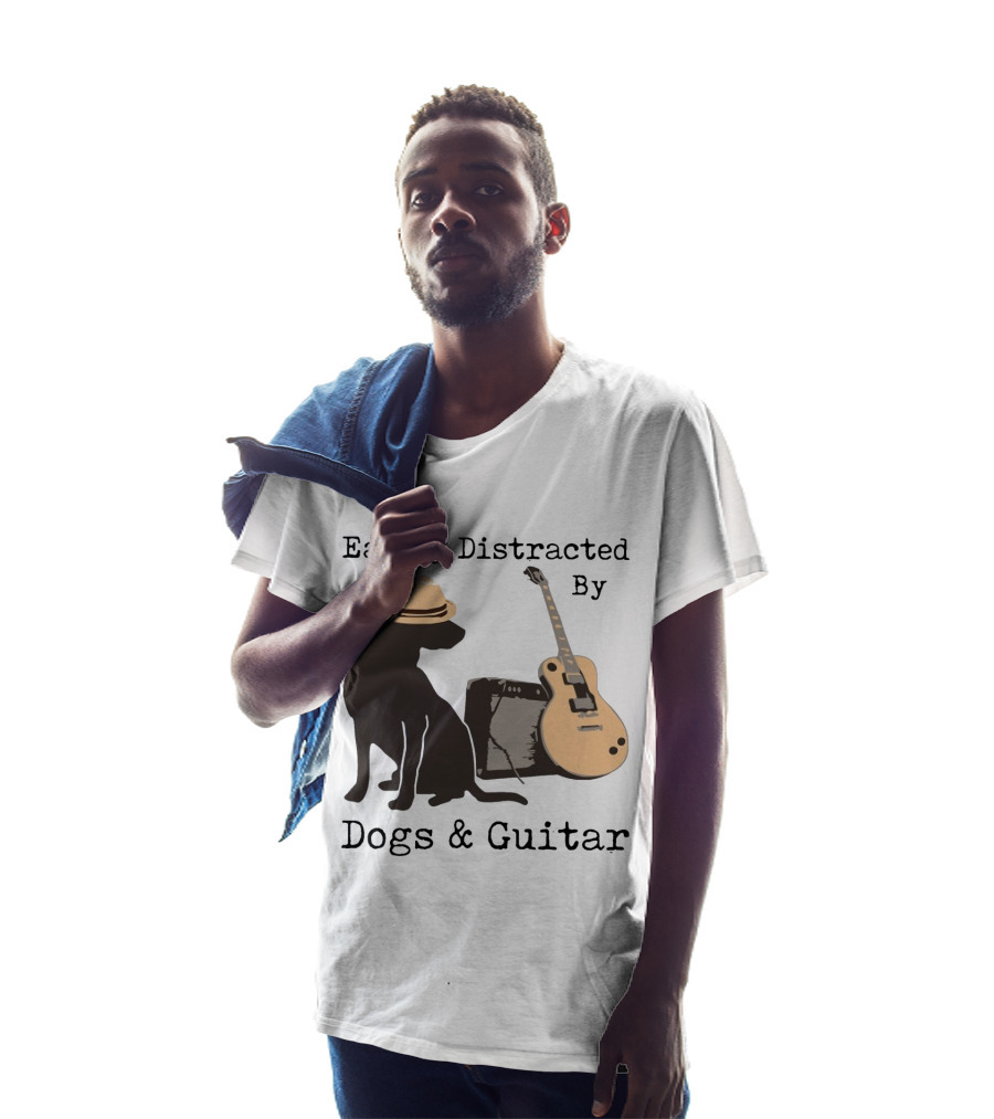 Easily Distracted By Dogs And Guitar Hat And Amplifier T-Shirt