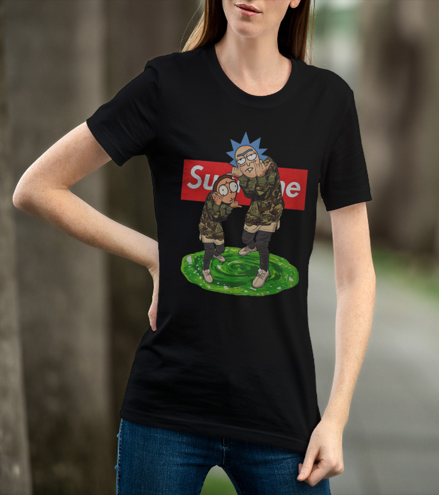 Rick And Morty Supreme Portal Streetwear Camo T-Shirt