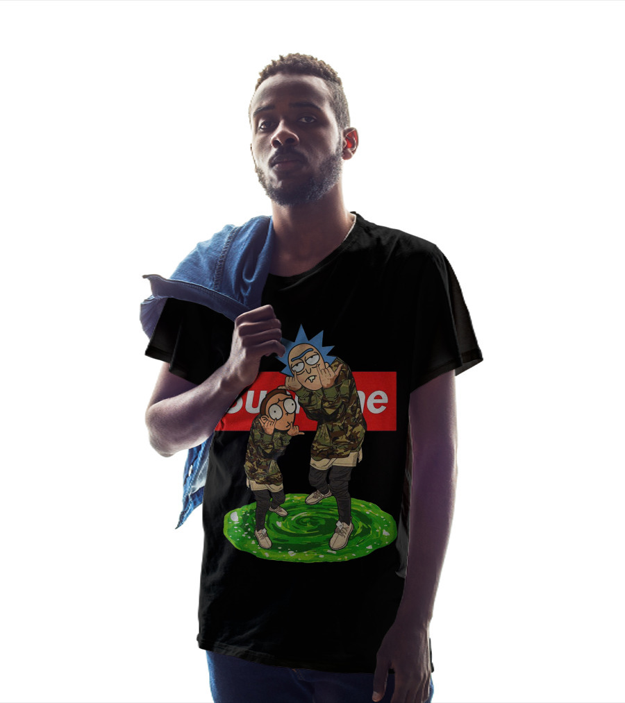 Rick And Morty Supreme Portal Streetwear Camo T-Shirt
