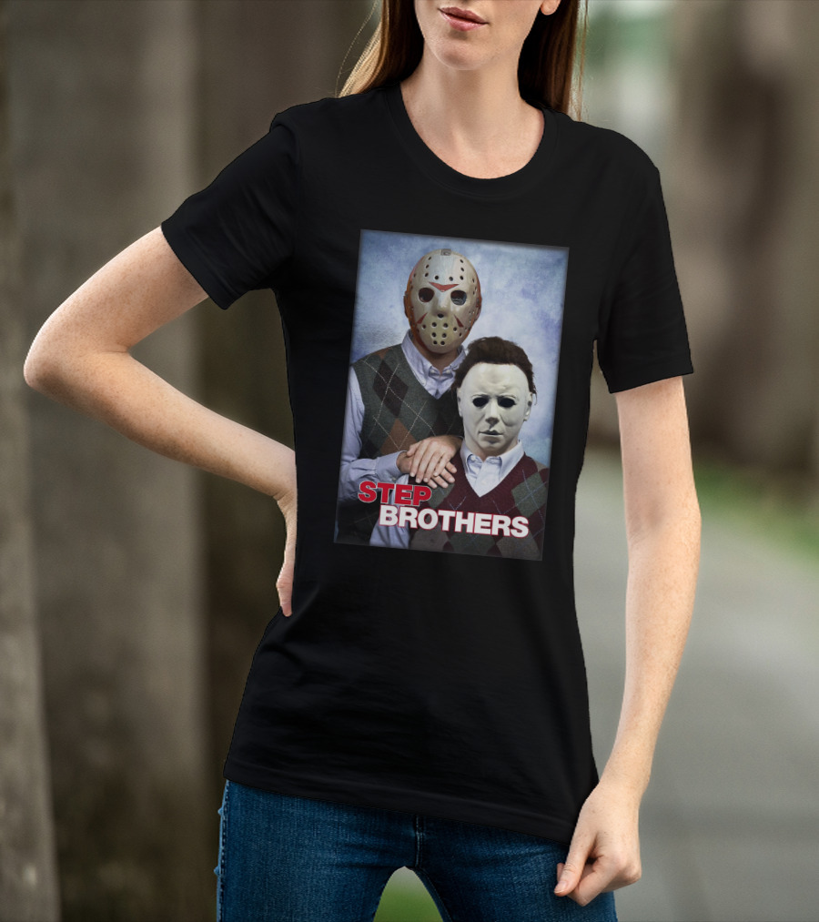 Step Brothers Jason Voorhees Michael Myers Comedy Horror Crossover T-Shirt