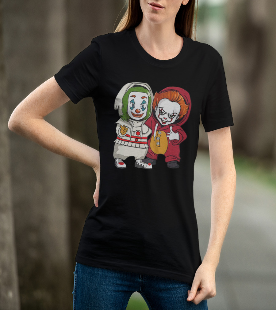 Joker And Pennywise Friendship Duo In Cartoon T-Shirt