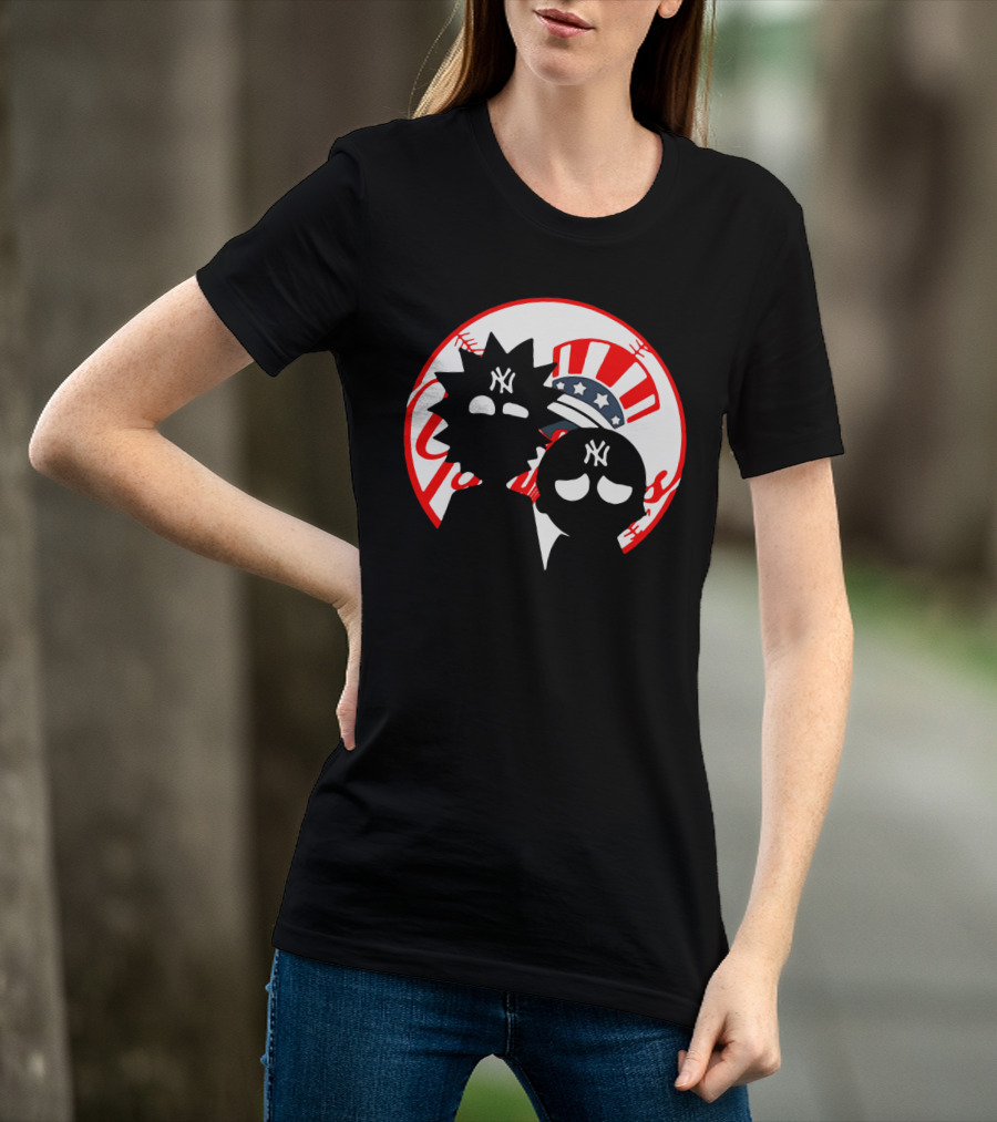 Rick And Morty Yankees New York City Yankees Logo Fusion Yankees Cap T-Shirt