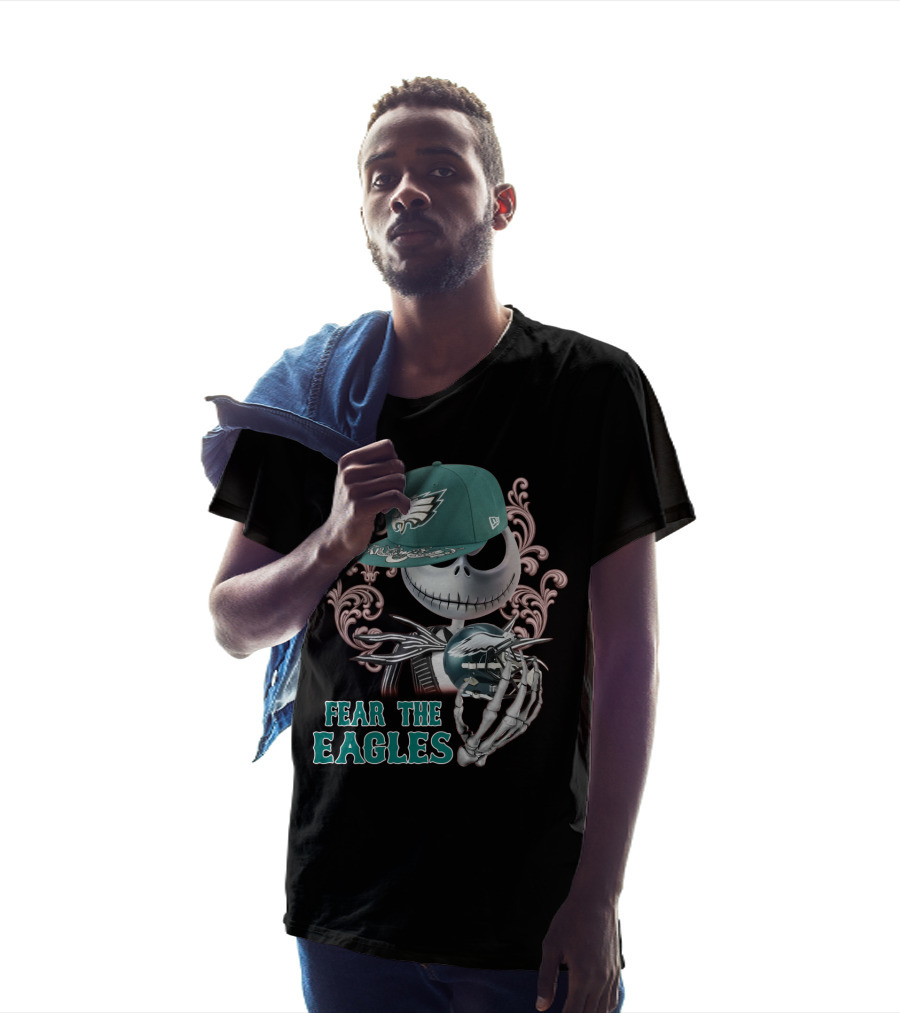 Jack Skellington Fear The Eagles Philadelphia Football T-Shirt