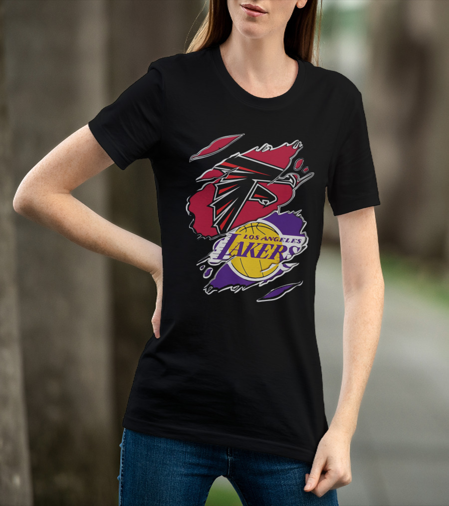 Atlanta Falcons Los Angeles Lakers Logo Mashup T-Shirt