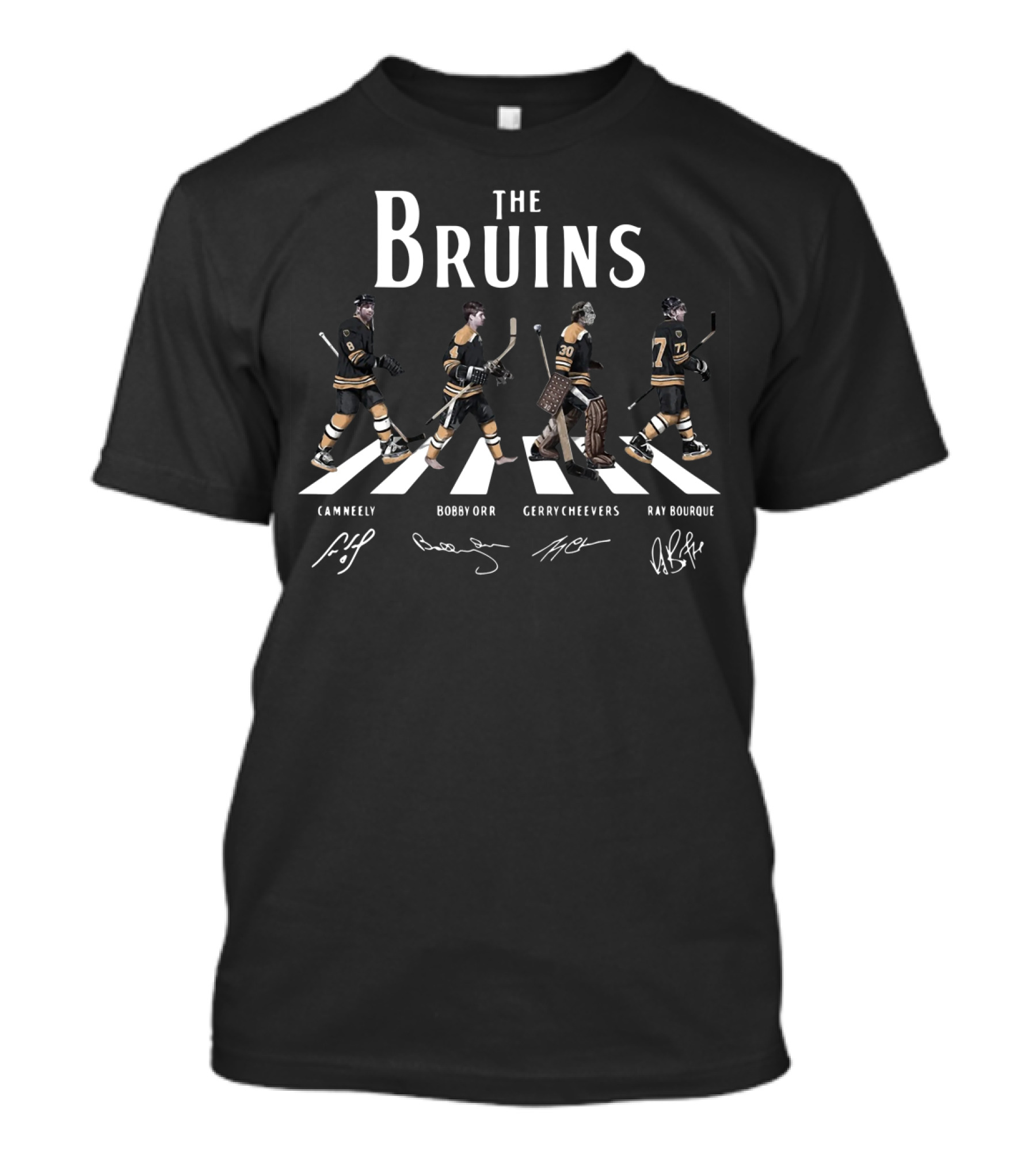 The Bruins Cam Neely Bobby Orr Gerry Cheevers Ray Bourque Walking Road Abbey парящийအစင်း T-Shirt
