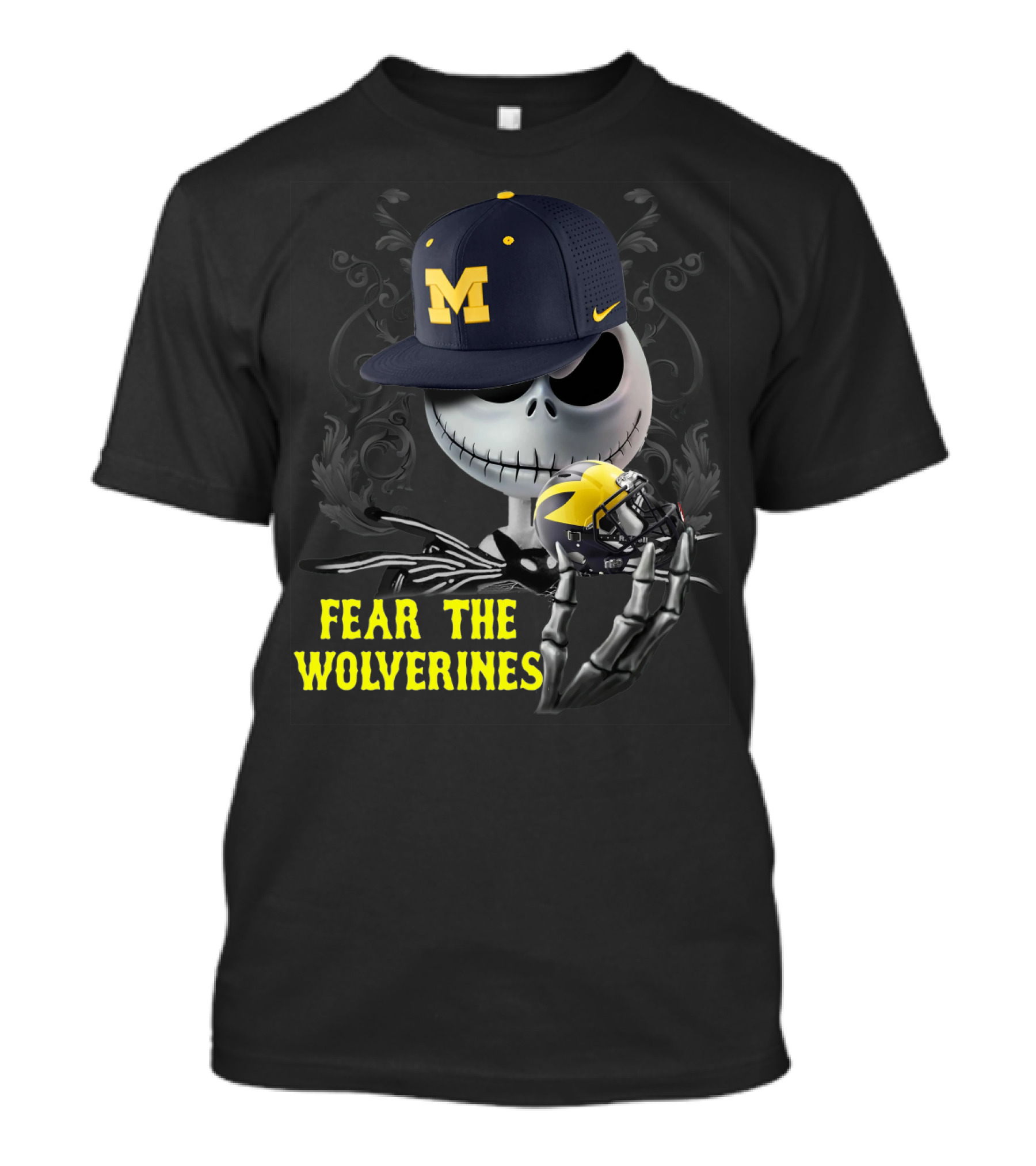 Fear The Wolverines Jack Skellington Michigan Football T-Shirt