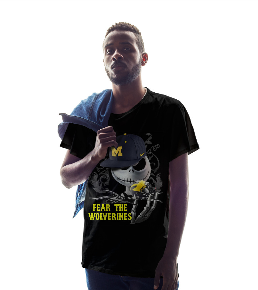 Fear The Wolverines Jack Skellington Michigan Football T-Shirt