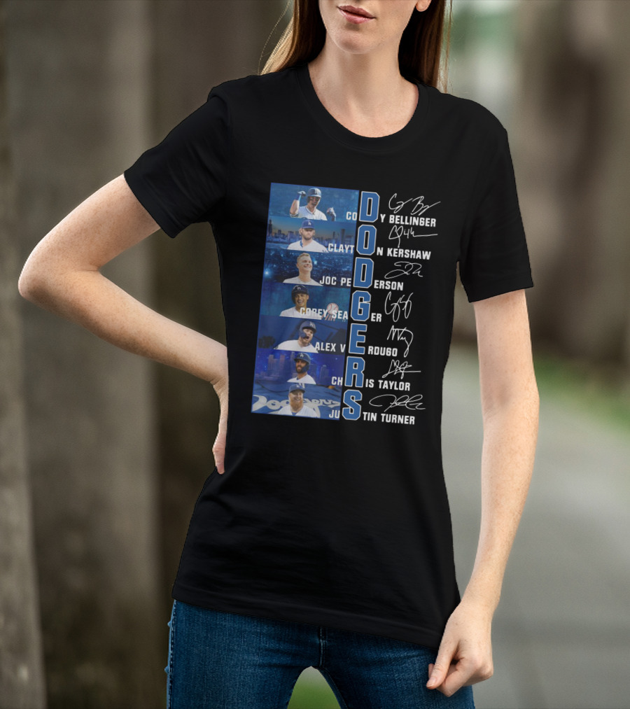 Dodgers Cody Bellinger Clayton Kershaw Joc Pederson Corey Seager Alex Verdugo Chris Taylor Justin Turner T-Shirt