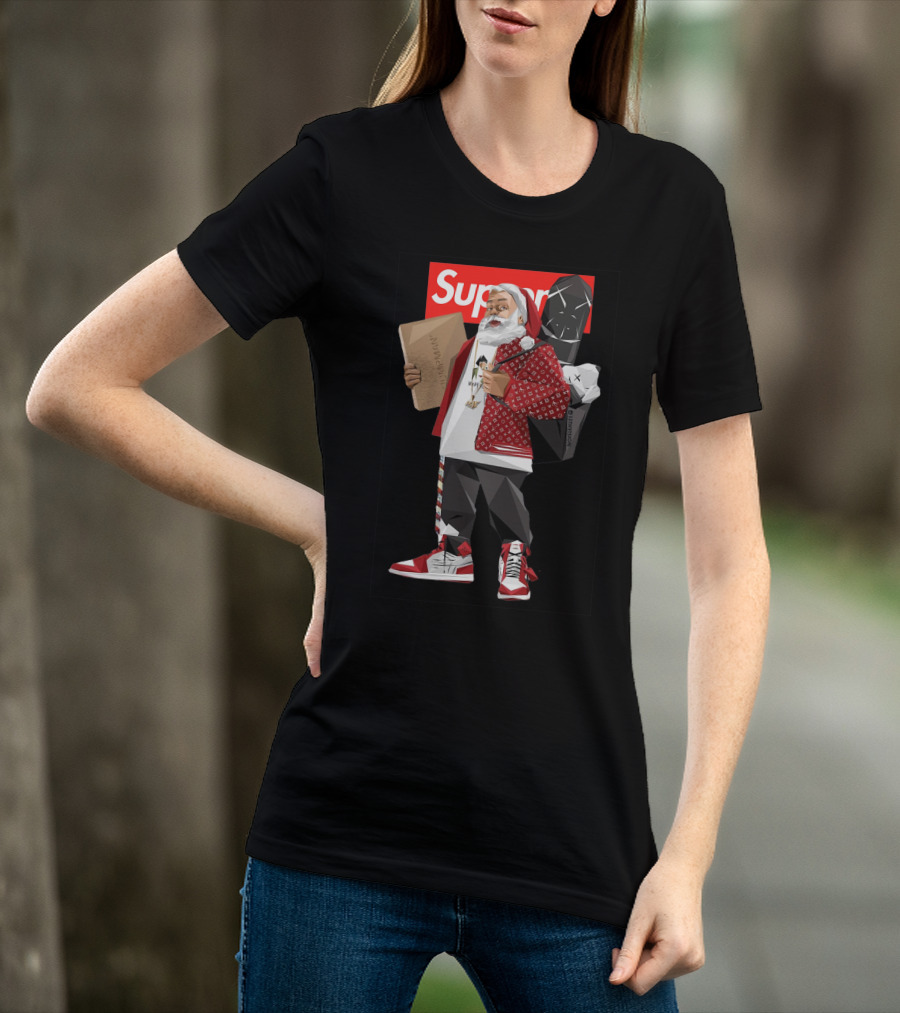 Santa Claus Supreme Hiphop Fashion Mashup With Luxury Brands T-Shirt