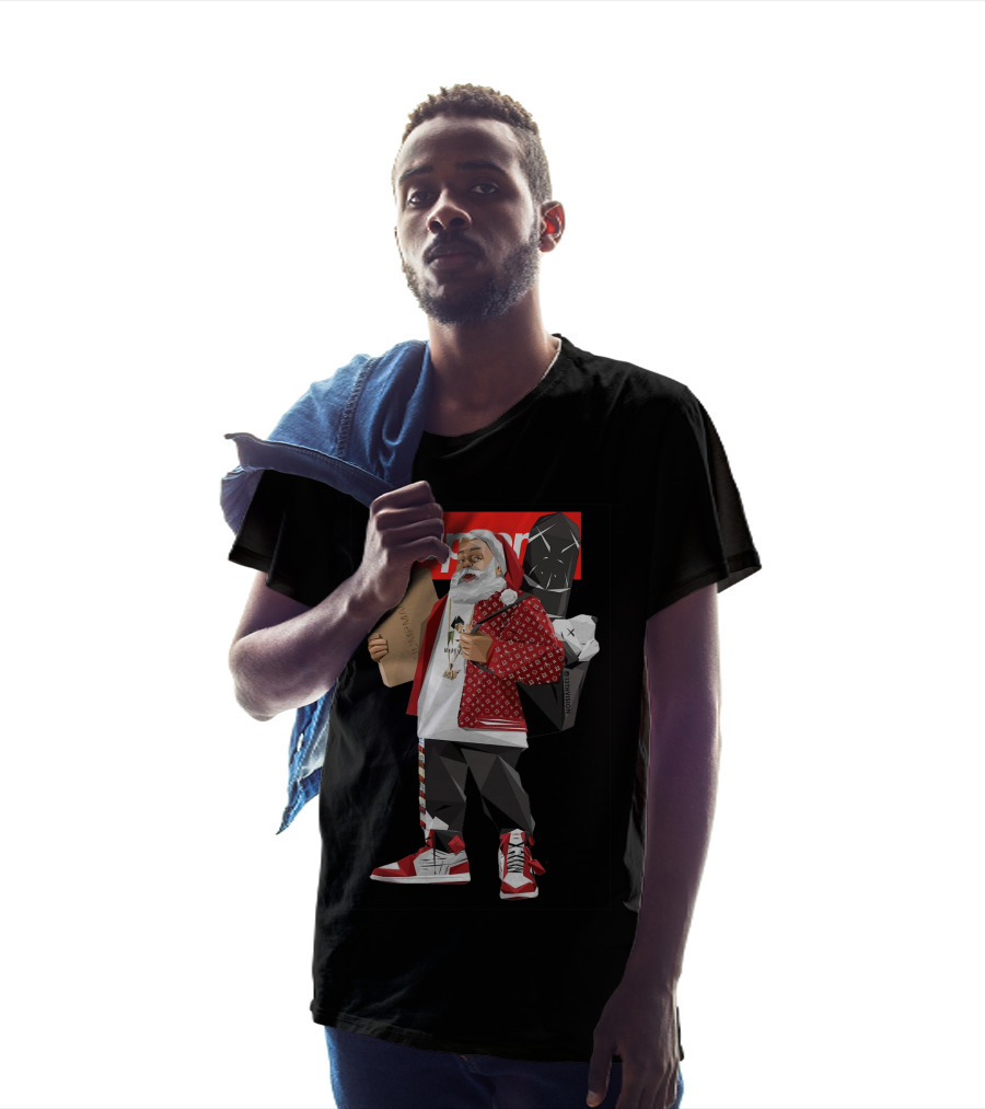 Santa Claus Supreme Hiphop Fashion Mashup With Luxury Brands T-Shirt