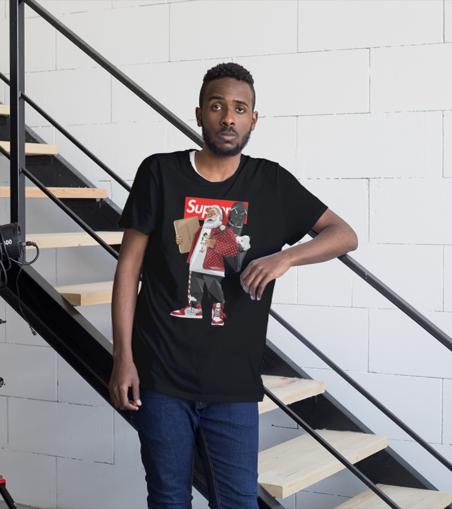 Santa Claus Supreme Hiphop Fashion Mashup With Luxury Brands T-Shirt