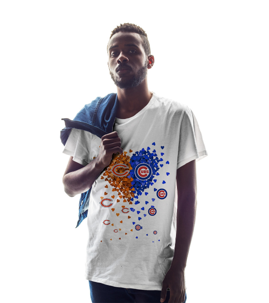 Chicago Bears Cubs Heart Logo Fusion T-Shirt