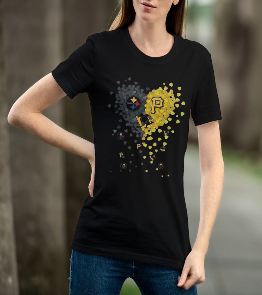Pittsburgh Steelers Penguins Pirates Heart T-Shirt