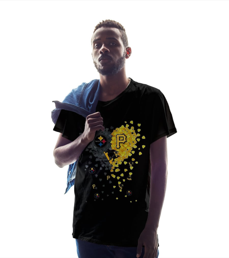 Pittsburgh Steelers Penguins Pirates Heart T-Shirt