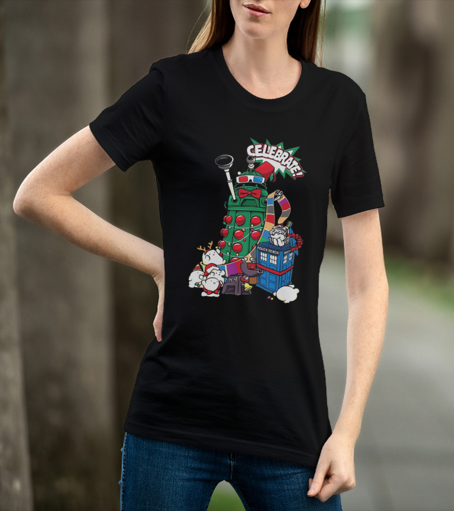 Celebrate Merry Dalek TARDIS Christmas Doctor Who T-Shirt