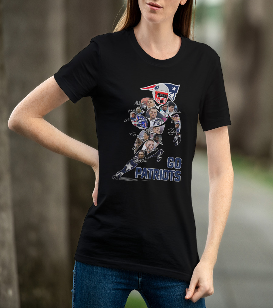GO PATRIOTS New England Football Player Collage And Signatures T-Shirt