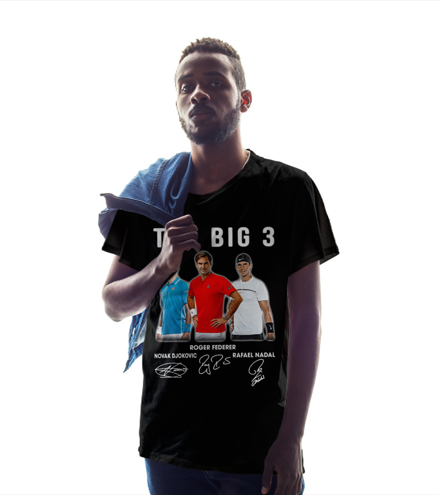 The Big 3 Novak Djokovic Roger Federer Rafael Nadal Signatures T-Shirt