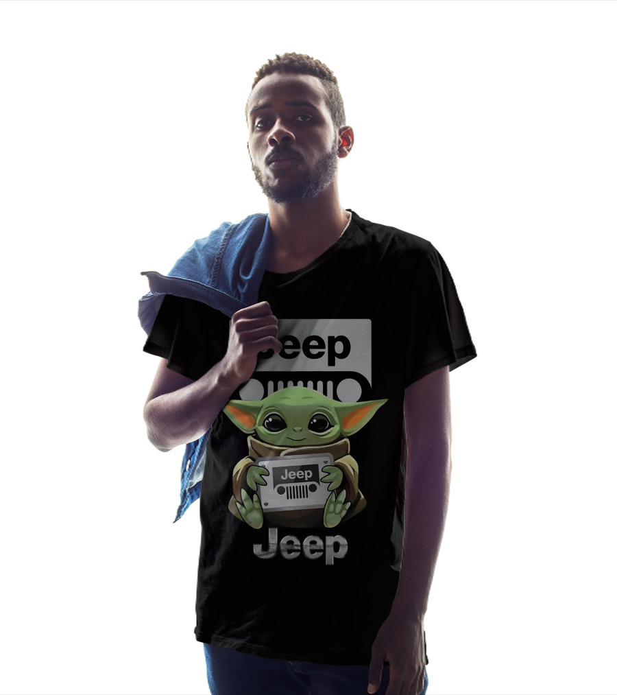 Baby Yoda Jeep Hugging Emblem T-Shirt