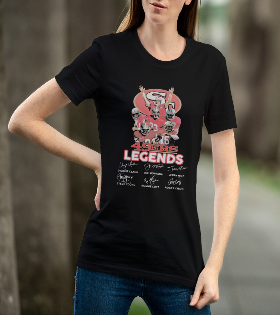 49ers Legends Dwight Clark Joe Montana Jerry Rice Steve Young Ronnie Lott Roger Craig T-Shirt