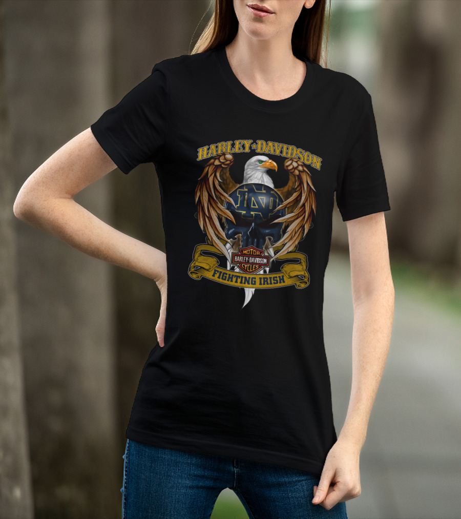 Harley Davidson Motor Cycles Notre Dame Fighting Irish T-Shirt
