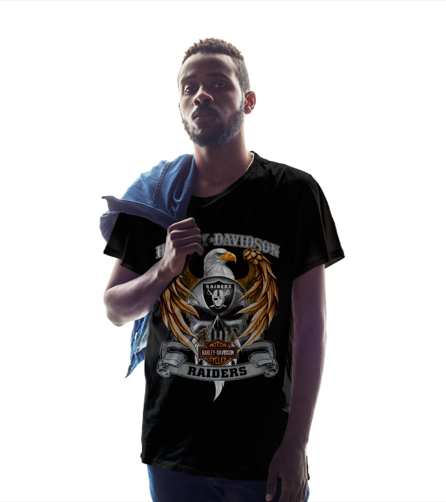 Harley Davidson Raiders Eagle Motor Cycles Nfl Las Vegas Raiders T-Shirt