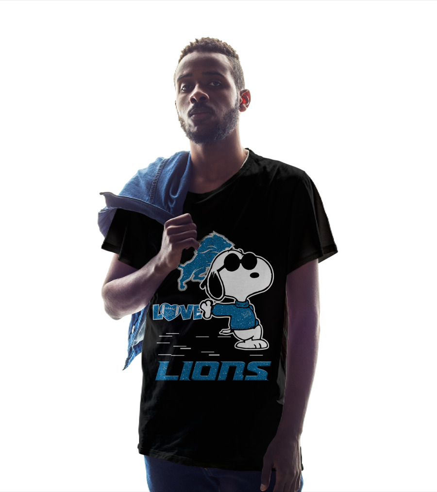 Snoopy Love Detroit Lions Nfl Football Fans T-Shirt