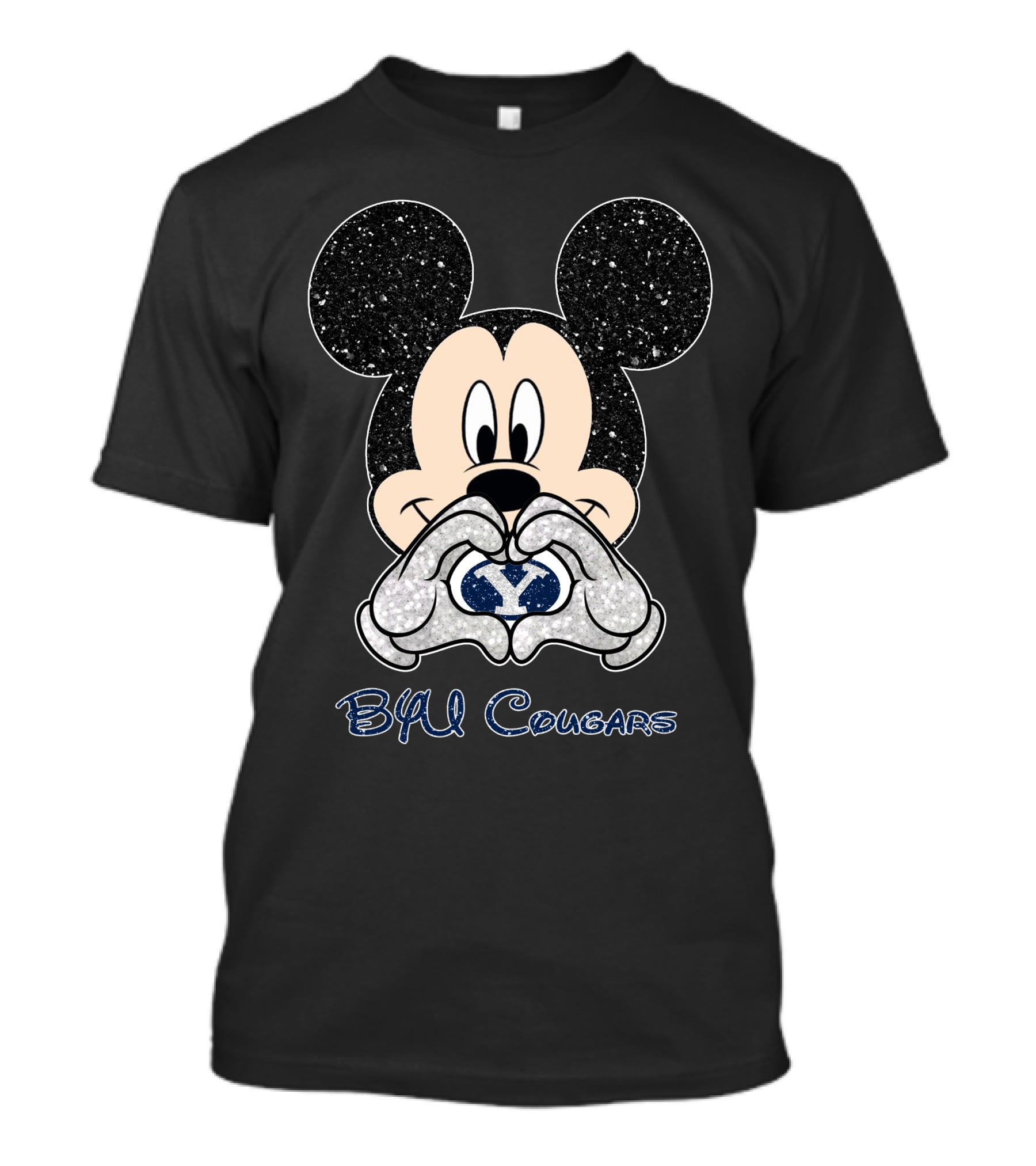 Mickey Mouse Heart Hands BYU Cougars Fan T-Shirt
