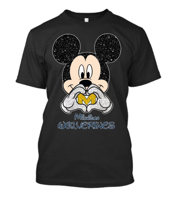 Mickey Mouse Heart Hands Michigan Wolverines M T-Shirt