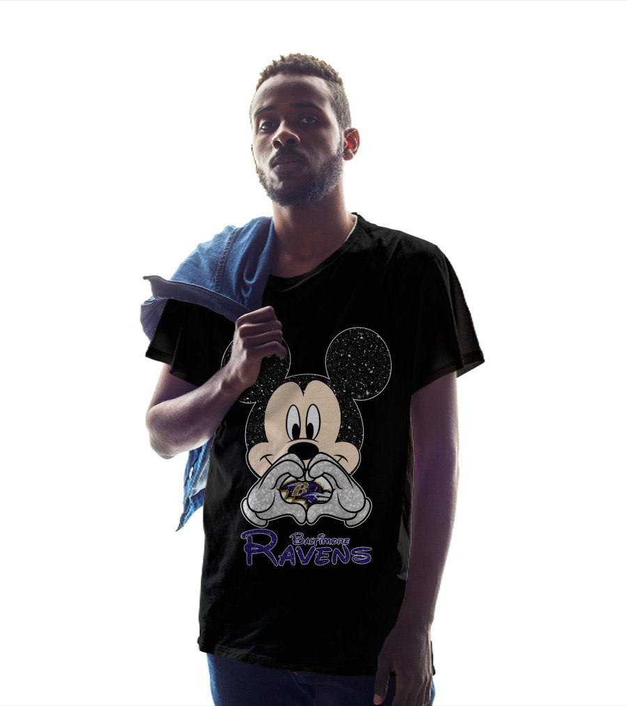 Mickey Baltimore Ravens Love Heart T-Shirt