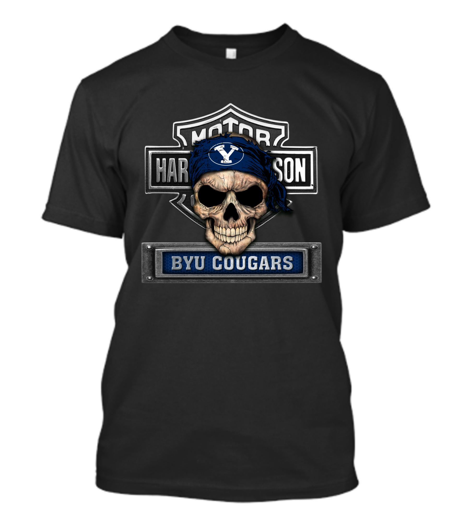 Harley Davidson Skull Bandana Byu Cougars T-Shirt