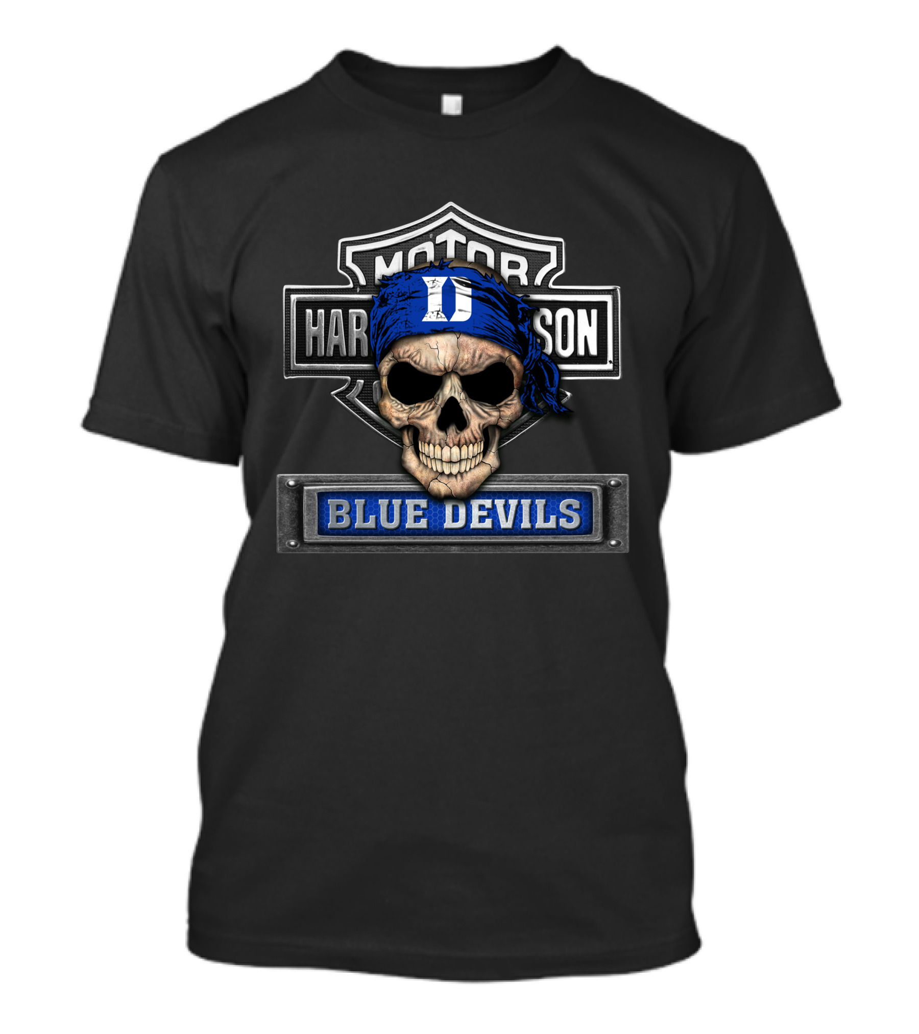 Motor Harley Davidson Skull Bandana Blue Devils T-Shirt