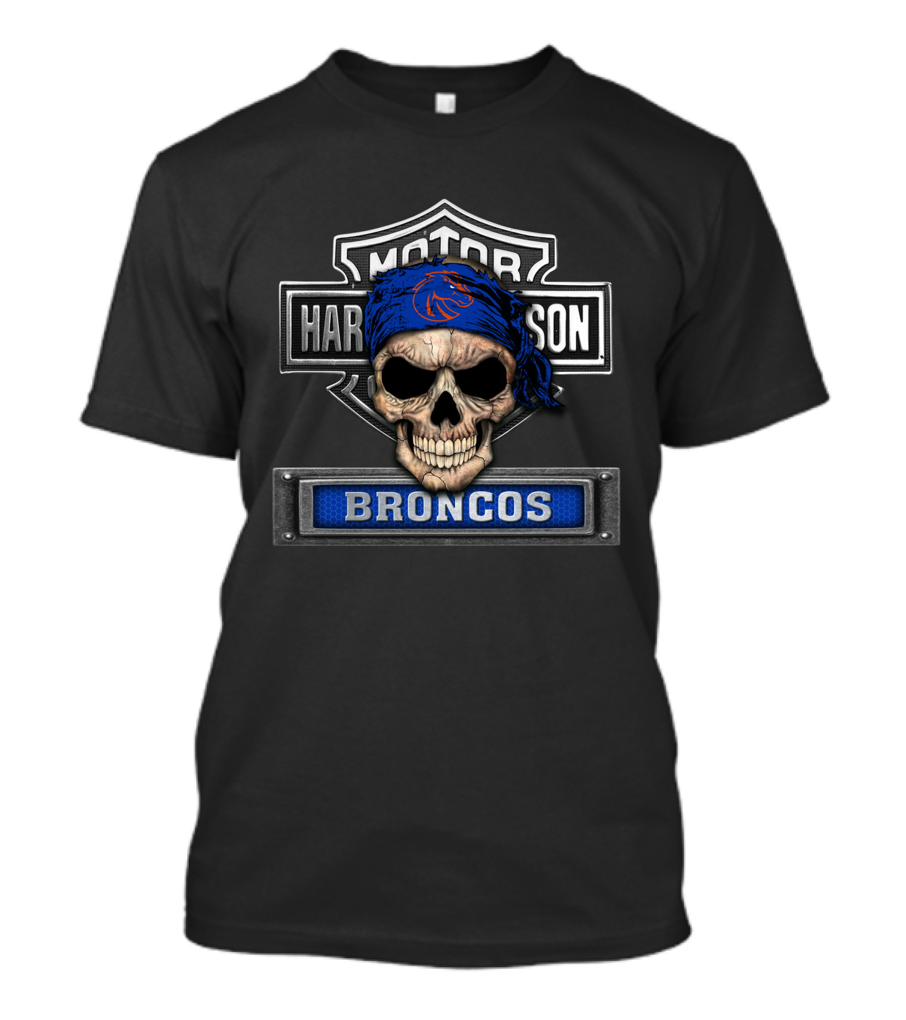 Hd Ncaa Boise State Broncos Skull Bandana Harley Davidson T-Shirt