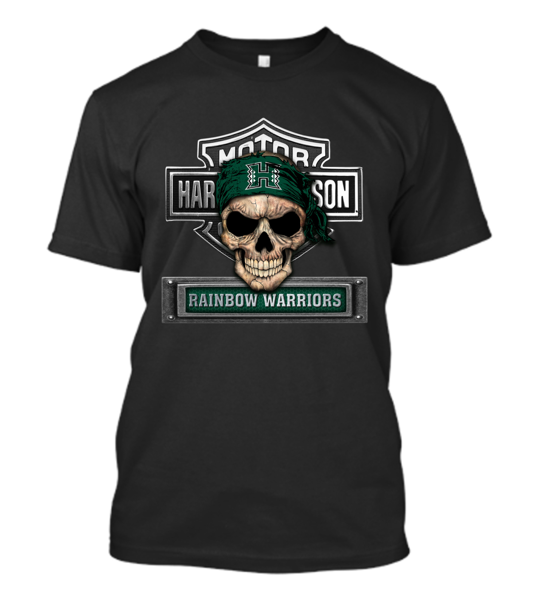 Motor Harley Davidson Hawaii Rainbow Warriors Skull T-Shirt