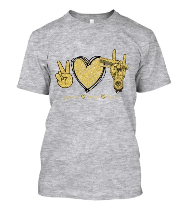 Peace Love Hair Glitter Heart And Scissors T-Shirt