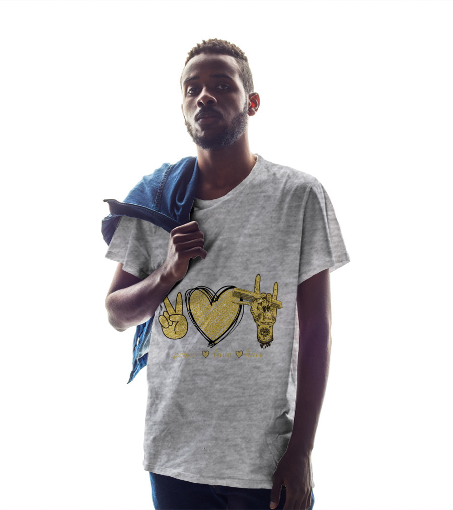 Peace Love Hair Glitter Heart And Scissors T-Shirt