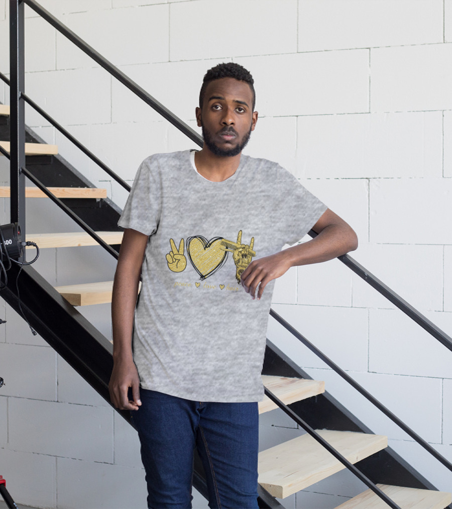 Peace Love Hair Glitter Heart And Scissors T-Shirt