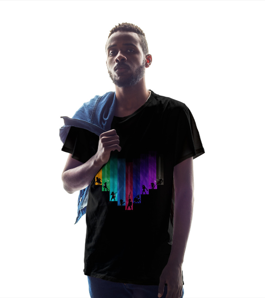 Warrior Of Heart Rainbow Silhouette Collage T-Shirt
