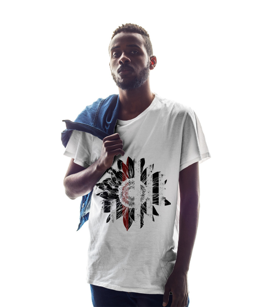 Thin Red Line American Flag Sunflower T-Shirt