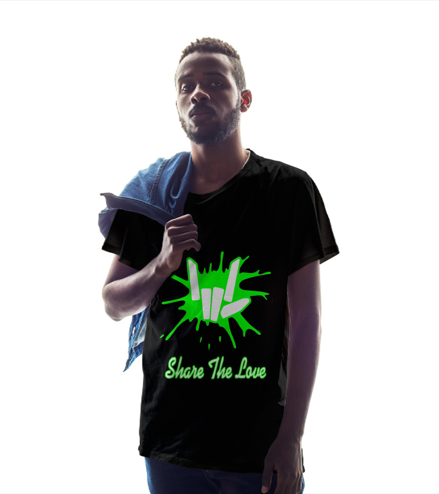 Share The Love Hand Sign Neon Green Splash T-Shirt