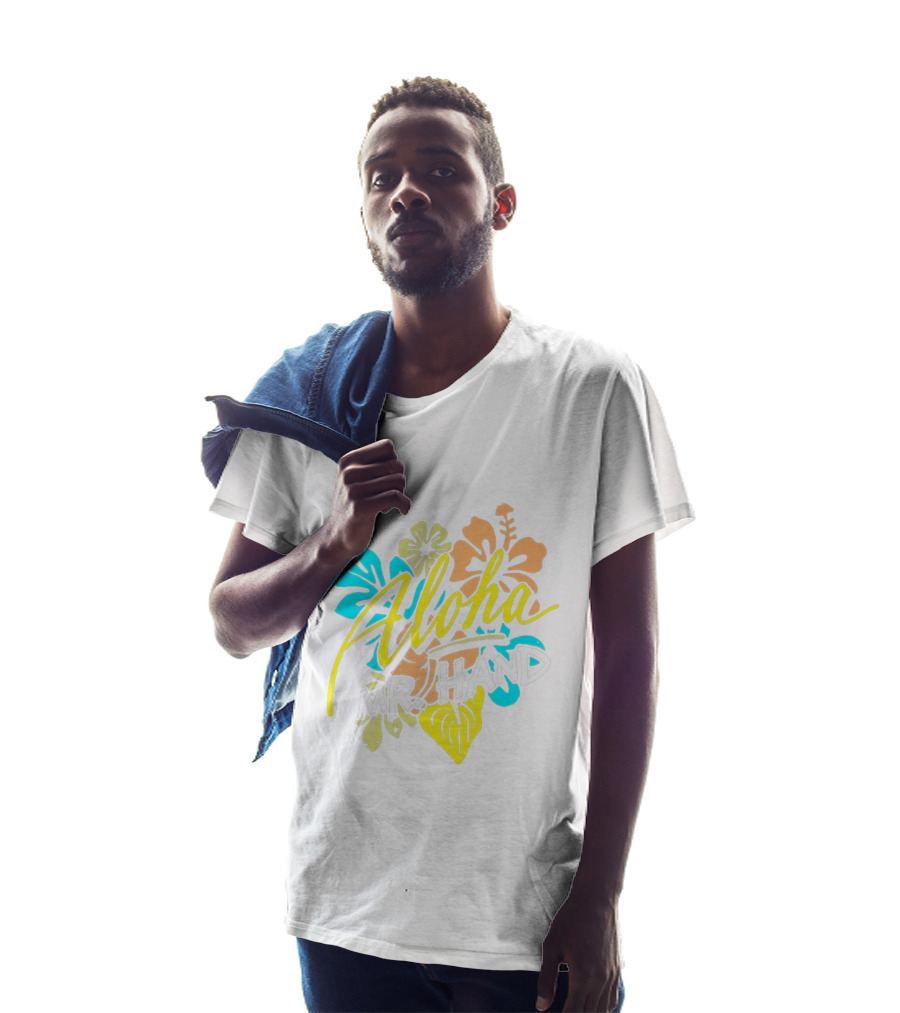 Aloha Mr. Hand Tropical Floral Bright Colors T-Shirt
