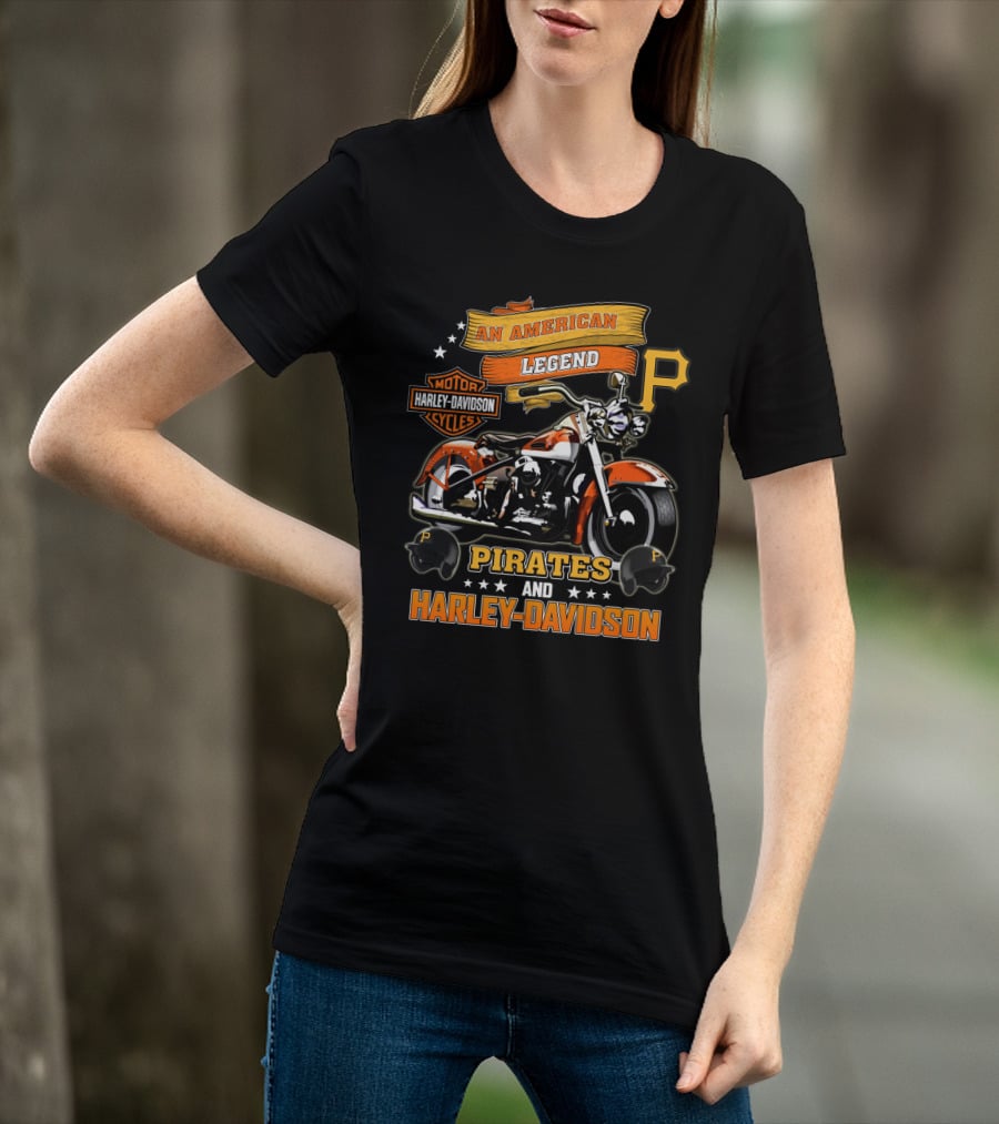An American Legend Pirates And Harley Davidson Motorcycles T-Shirt