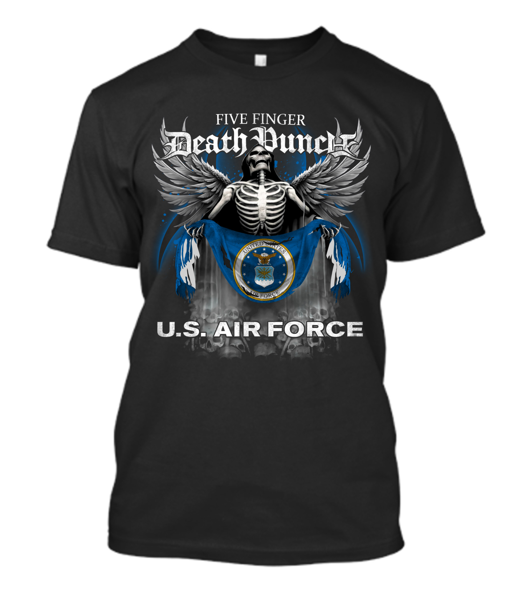 Five Finger Death Punch U.s. Air Force Skeleton Wings Flag T-Shirt